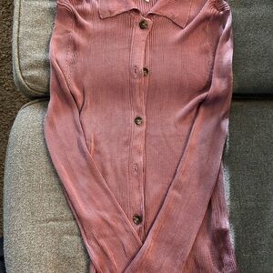 Pink Button-Up Cardigan